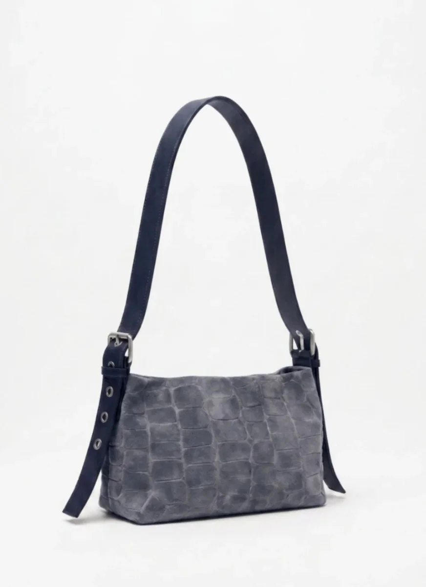 Bolso Serraje Bandolera Azul Coco