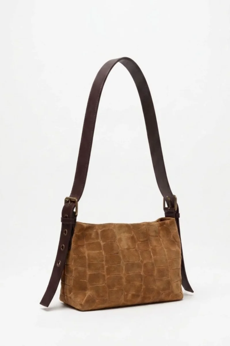 Bolso Serraje Bandolera Azul Coco - Imagen 5