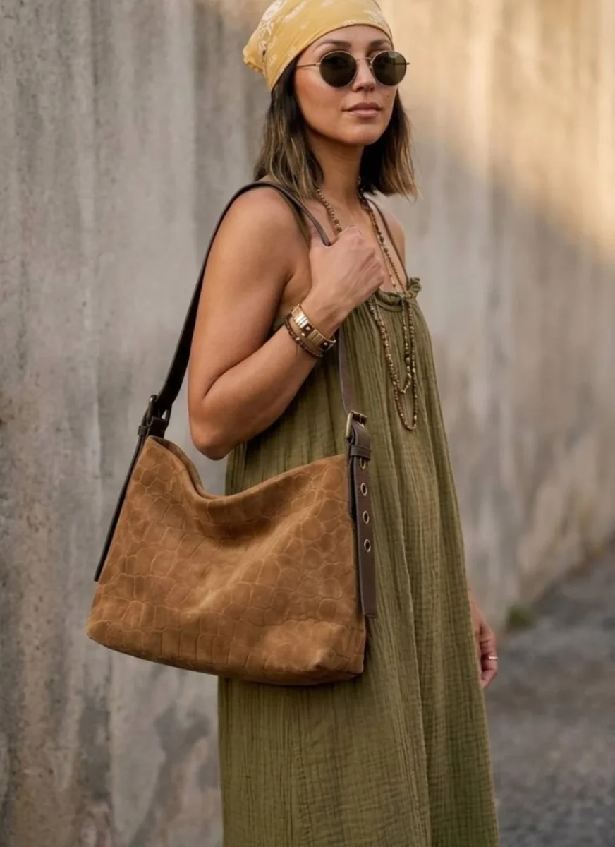 Bolso Serraje Rosa Coco - Imagen 9