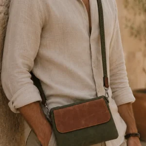 Bandolera hombre pequeña multibolsillo