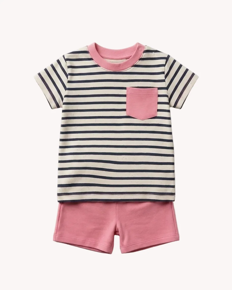 Conjunto Bebé Marinero Rayas Rosa