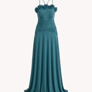 Vestido Flora Azul Petróleo