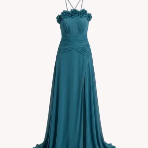Vestido Flora Turquesa Empolvado