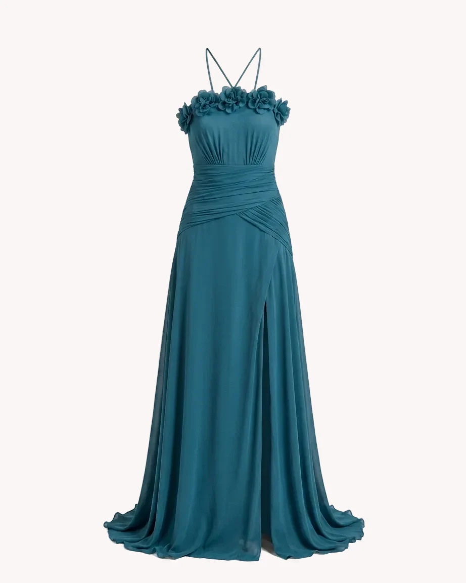 Vestido Flora Turquesa Empolvado - Imagen 2