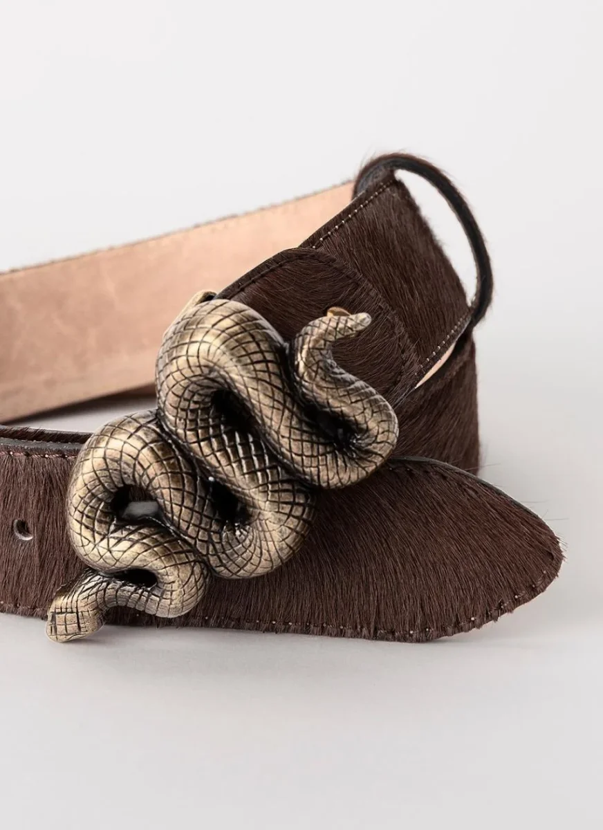 Cinturón Hebilla Serpiente Pelo Marrón - Imagen 4