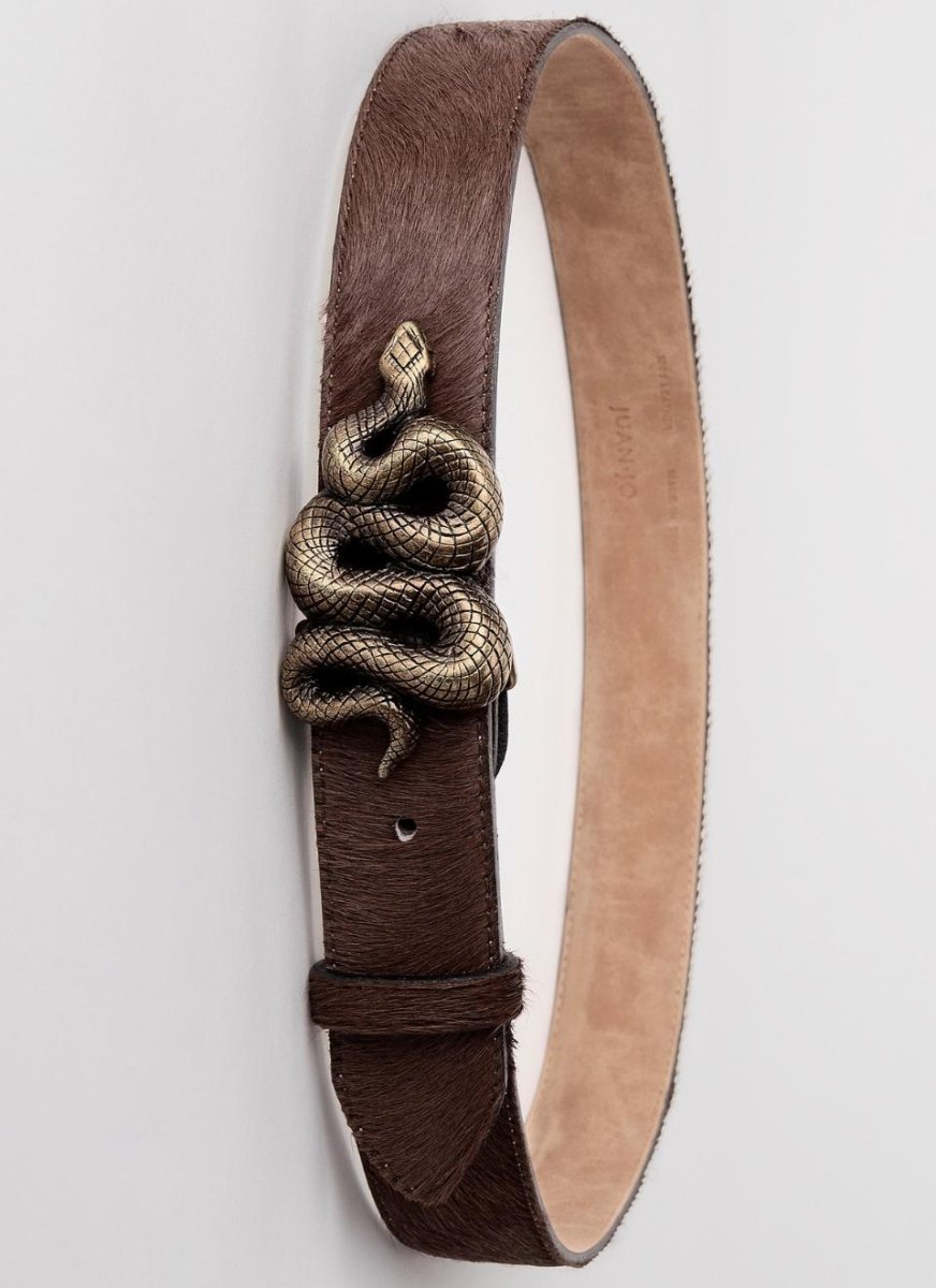 Cinturón Hebilla Serpiente Pelo Marrón - Imagen 5