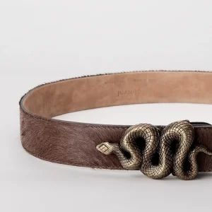 Cinturón Hebilla Serpiente Pelo Marrón