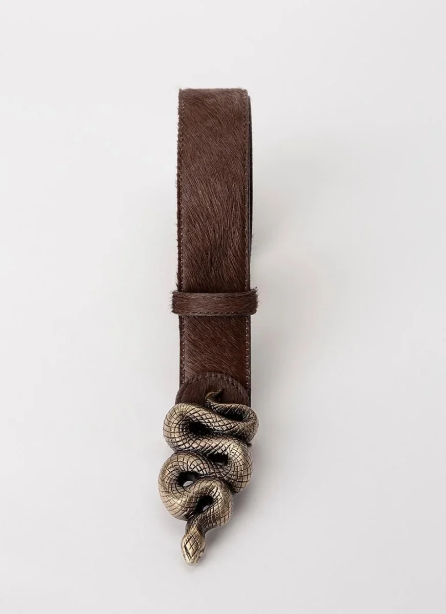 Cinturón Hebilla Serpiente Pelo Marrón - Imagen 3
