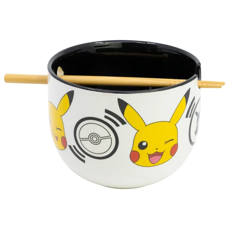 CUENCO RAMEN CON PALILLOS EN CAJA REGALO POKEMON BLACK LOGOS - Imagen 2