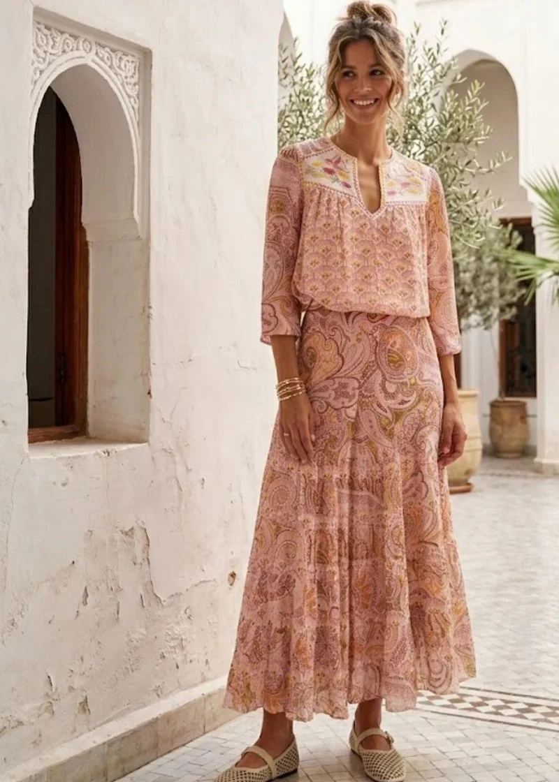 Falda larga estampada Domenica - Imagen 2