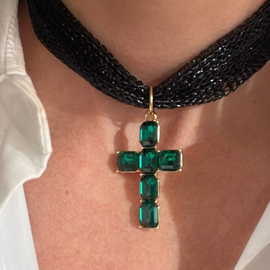 Collar cruz con malla metalizada - Imagen 6