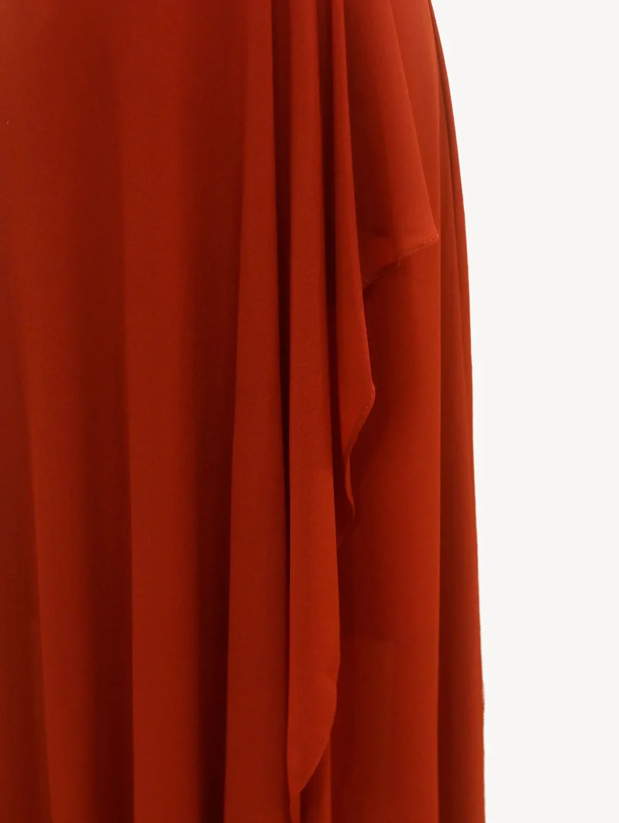 Vestido Largo Rojo Teja con Volantes - Imagen 4