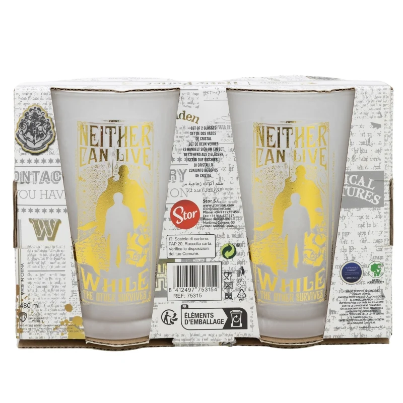 SET 2 VASOS CASUAL DE CRISTAL 490 ML HARRY POTTER - Imagen 3