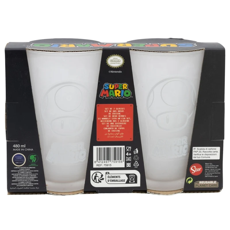 SET 2 VASOS CASUAL CRISTAL 490 ML SUPER MARIO - Imagen 5