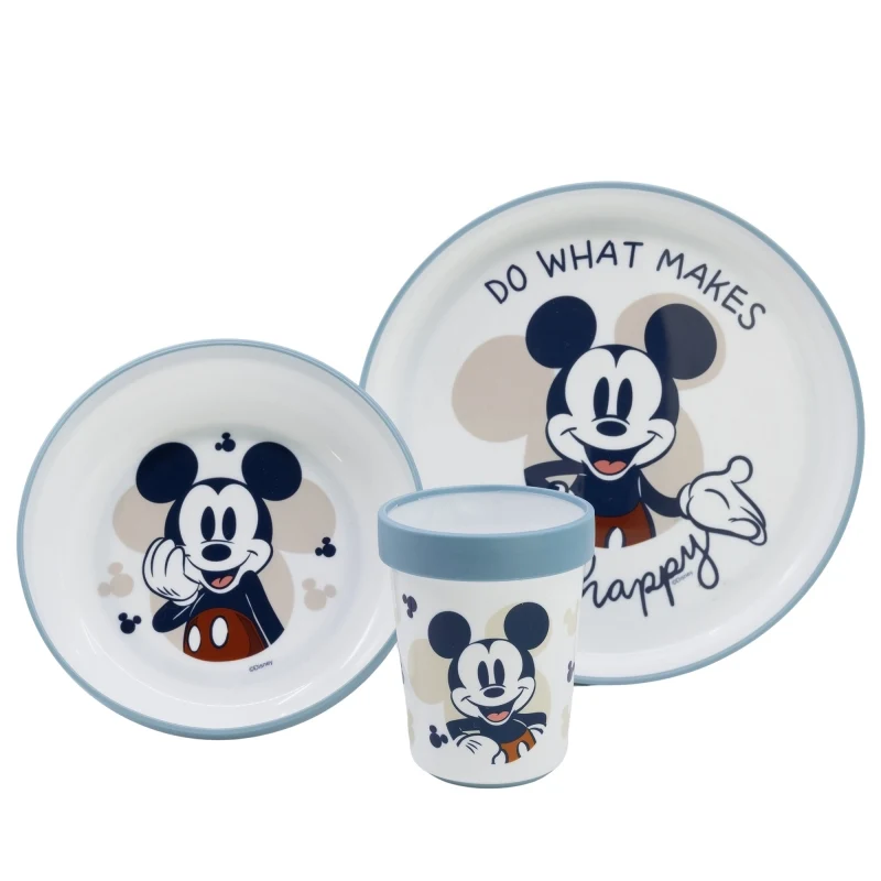 SET 3 PCS VAJILLA PREMIUM BICOLOR ANTIDESLIZANTE MICKEY MOUSE FULL OF SMILES - Imagen 2