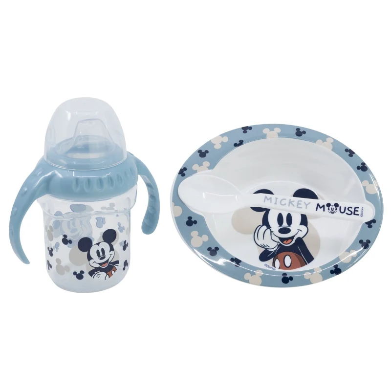 SET 3PCS (VASO ENTRENAMIENTO 250 ML, PLATO Y CUCHARA) MICKEY MOUSE FULL OF SMILES - Imagen 2