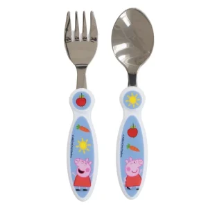 SET DE 2 CUBIERTOS METALICOS (CUCHARA Y TENEDOR) PEPPA PIG