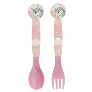 SET DE 2 CUBIERTOS PP (CUCHARA Y TENEDOR) UNICORN RAINBOW