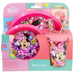 SET EASY 5 PCS (PLATO, CUENCO, VASO Y CUBIERTOS) EN CAJA MINNIE BOLD FLORALS