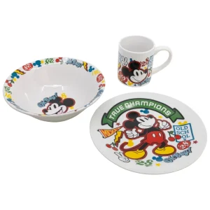 SET MERIENDA CERAMICA (PLATO, CUENCO, TAZA) EN CAJA DE REGALO 3 PCS MICKEY TRUE CHAMPIONS