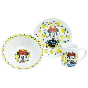 SET MERIENDA CERAMICA (PLATO, CUENCO, TAZA) EN CAJA DE REGALO 3 PCS MINNIE SUNSHINE