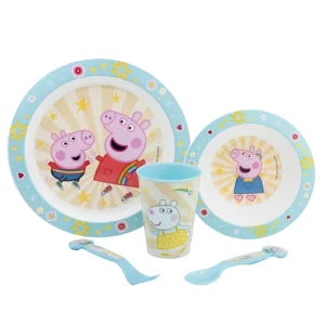 SET MICRO 5 PCS (PLATO, CUENCO, VASO Y CUBIERTOS) EN CAJA PEPPA CORE 2022