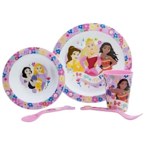 SET MICRO 5 PCS (PLATO, CUENCO, VASO Y CUBIERTOS) EN CAJA PRINCESS BEYOU TIFUL