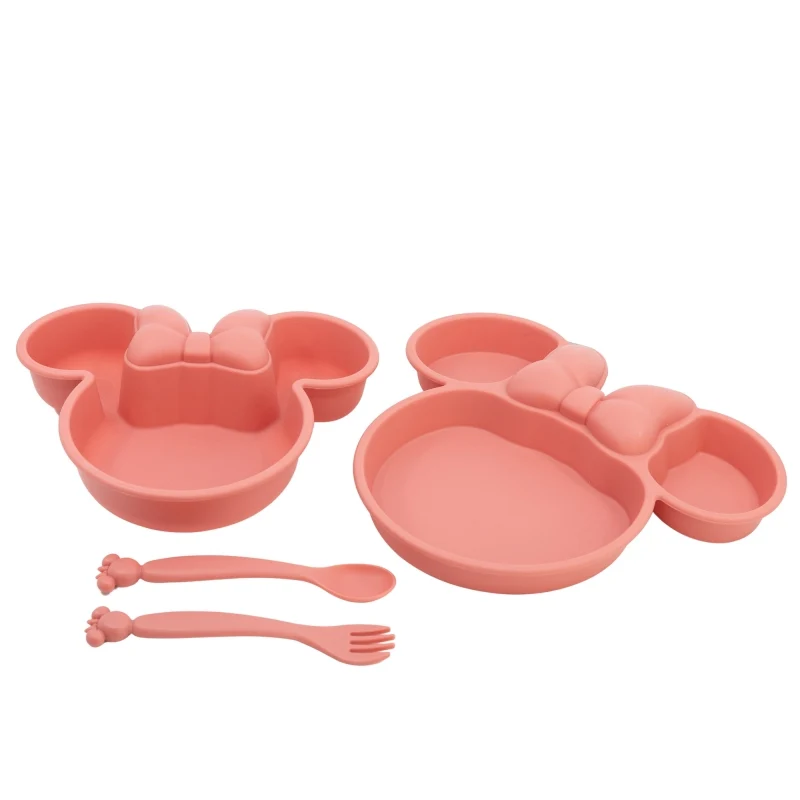 SET TODDLER 4 PCS VAJILLA PP (PLATO, CUENCO Y CUBIERTOS) EN CAJA MINNIE MOUSE HEART FULL - Imagen 2