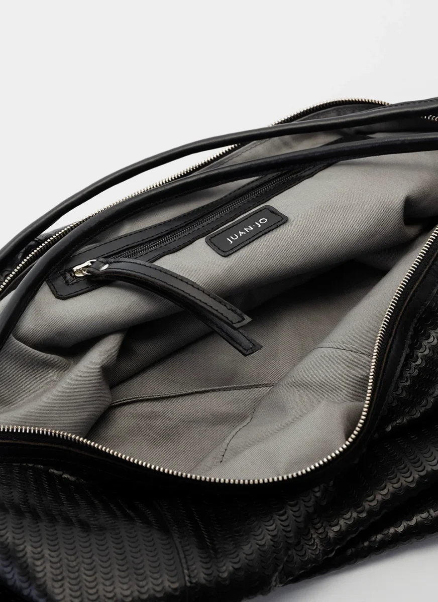 Bolso Grande Bandolera Piel Negro - Imagen 7